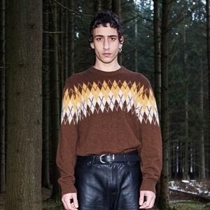 Samsoe Nolan Wool Blend Sweater crewneck Men's L Brown Emperador Scandi Nordic
